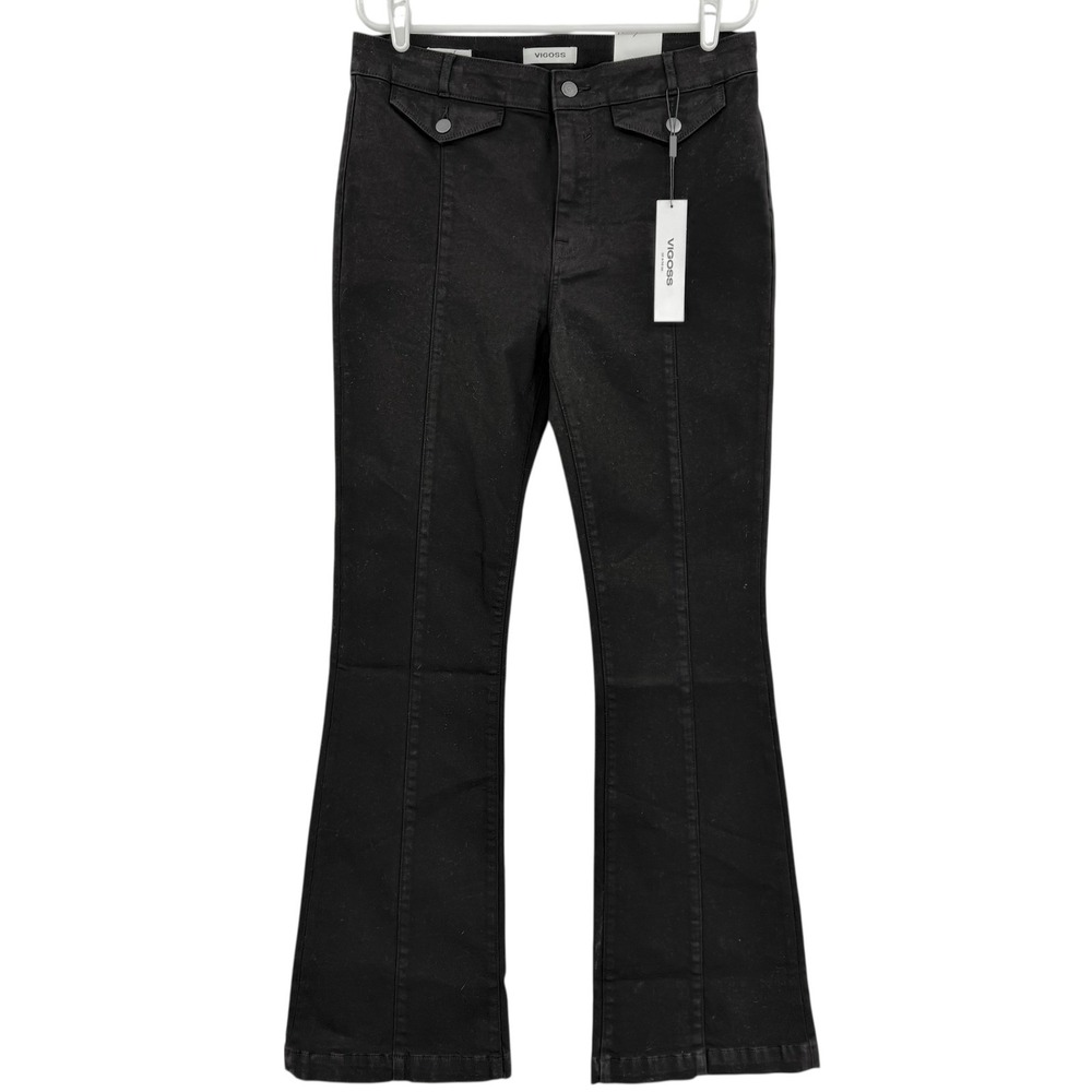 Vigoss Women's Black Boot Cut Trouser Size 32 High Rise Stretch Boho Style NWT